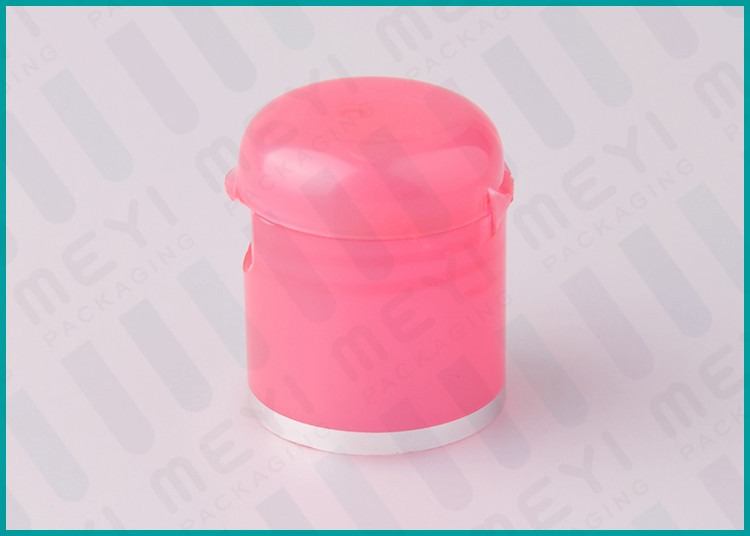  24/415 Pink Flip Top Plastic Dispensing Caps With Shiny Silver Line Manufactures