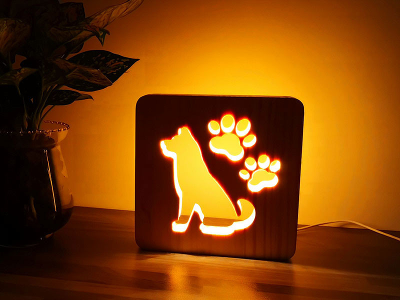  Blank Wooden Laser Engrave Pet Aftercare Tribute Memorial LED Light Candle Dog and Paws, MOQ 1 PC Manufactures