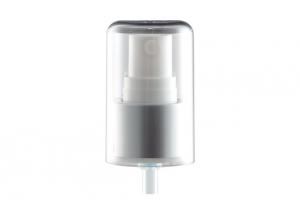  Silver Cosmetic Makeup Pump Dispenser Aluminum Type With AS Material Full Cap Manufactures