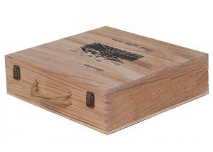  Natural Personalised Wooden Wine Gift Boxes , 6 Bottles Wooden Wine Gift Box With Rope Handle Manufactures