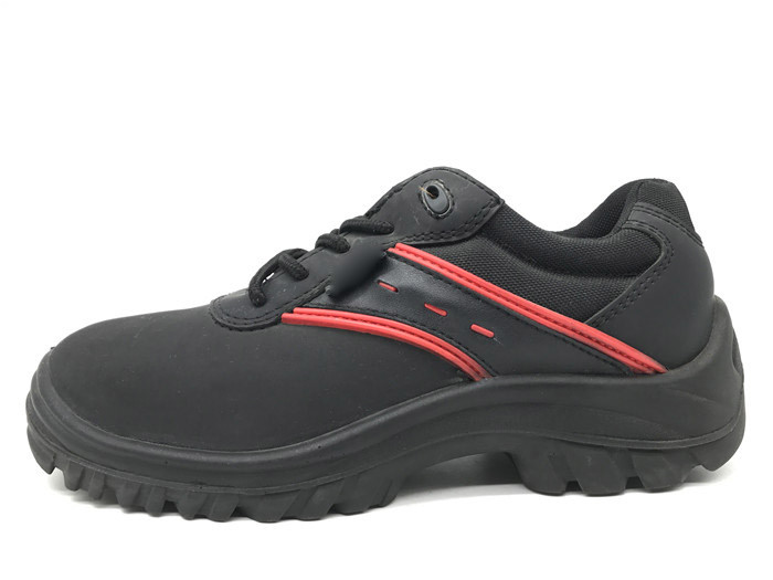  Raw Eyelet Black Non Slip Safety Shoes , Steel Toe Cap Work Shoes For Construction Manufactures