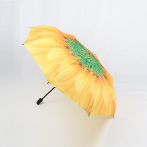  Lightweight Orange Three Fold Umbrella Custom Digital Printing Flower Print Inside Manufactures