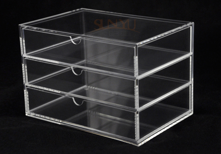OEM 3 Tier Drawers Custom Store Fixture Clear Acrylic Storage For Supermarket