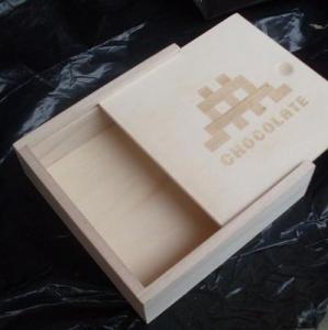  Wooden Chocolate box, candy box, slide lid box made in Paulownia wood, lasered logo Manufactures