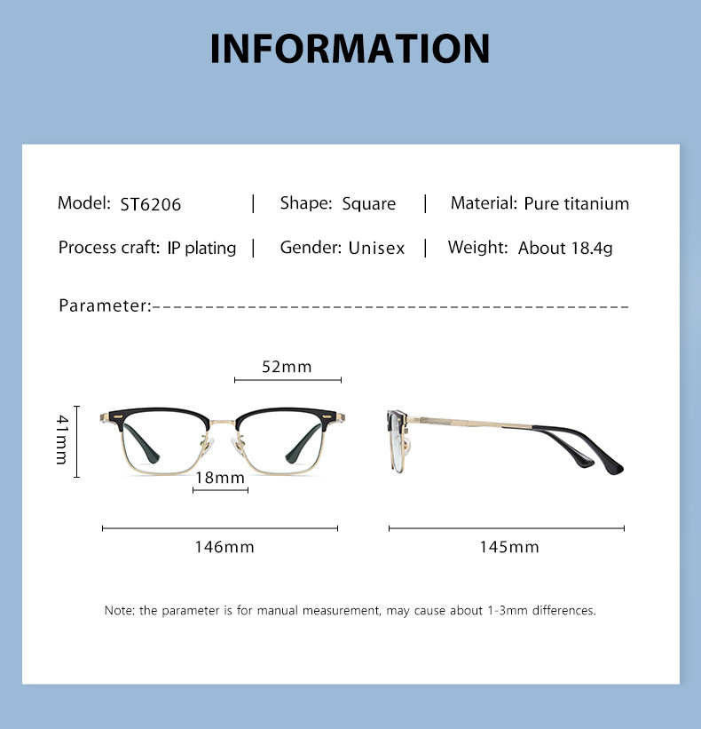 OEM Titanium Frame Combination Glasses Unisex Anti Blue Light For Reading