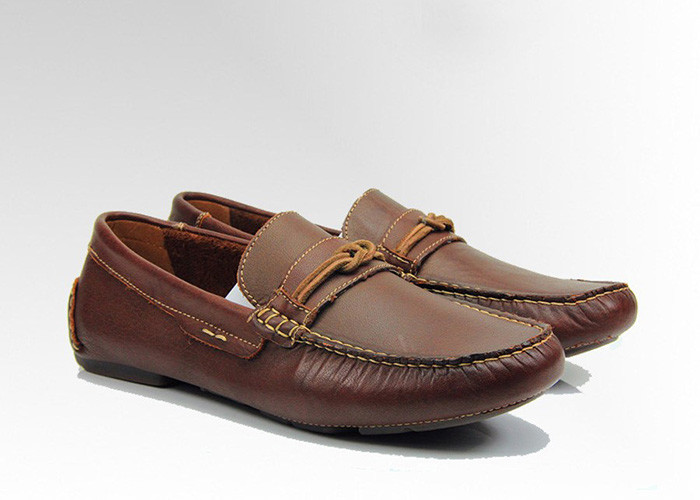  Custom Brown Mens Leather Loafers Handmade Leather Flat Loafers Manufactures