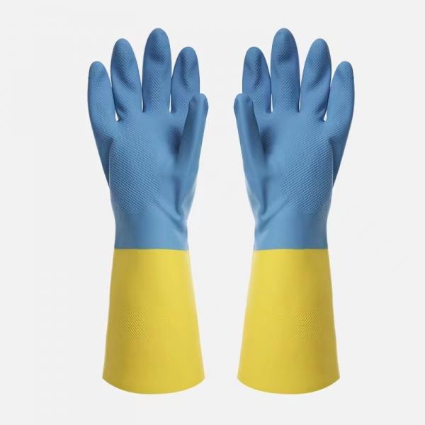 Quality Industrial Bicolor Neoprene Chemical Resistant Gloves Solvent Resistant for sale