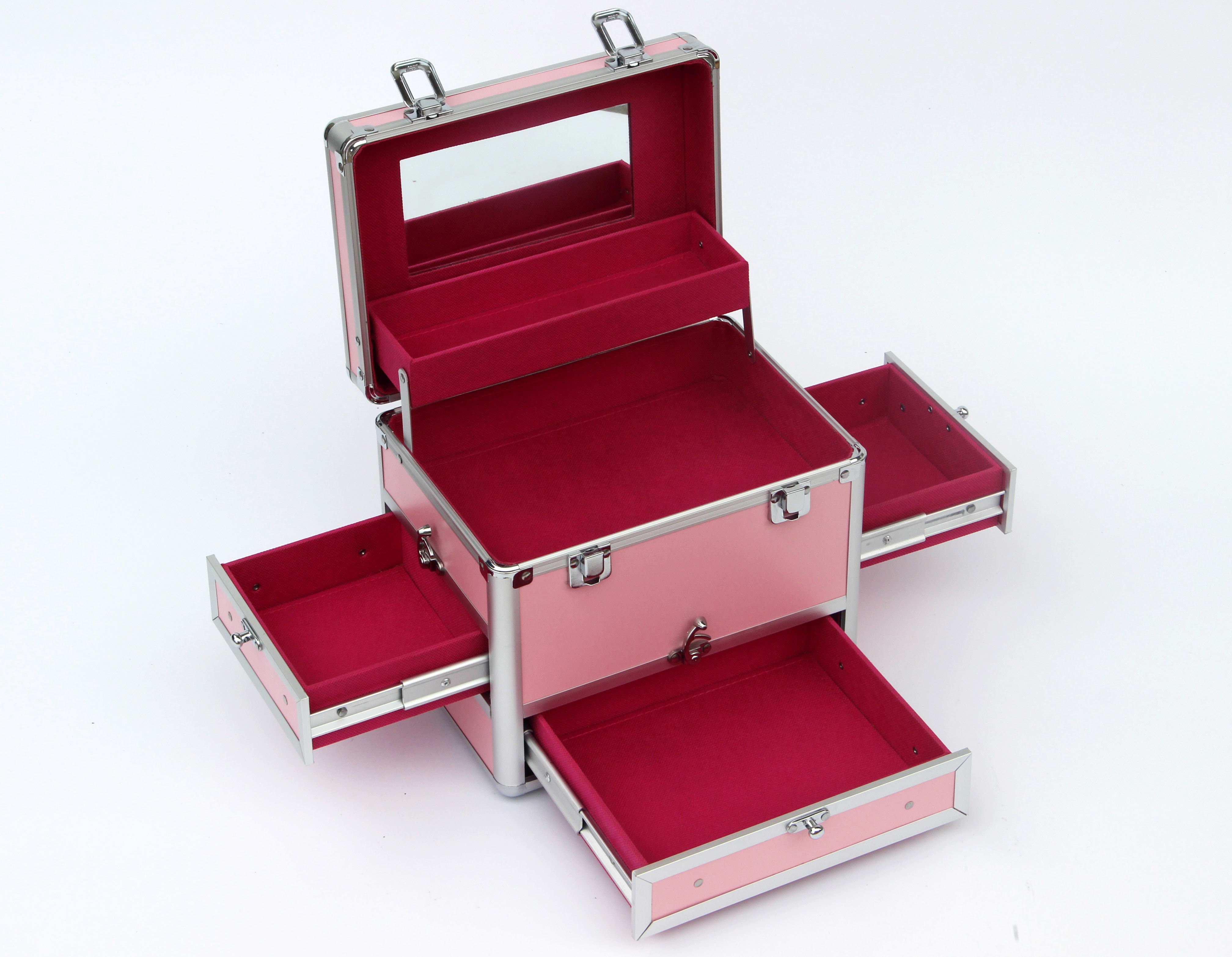  Lockable Aluminium Cosmetic Case Pink Fireproof Panel 240 * 220 * 260mm Manufactures