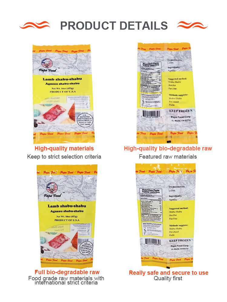 Middle Sealed Food Packaging Bags 28x11.5cm BOPA PE Material Refrigeratable