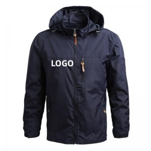  Windproof Outer Wear Apparel Lightweight Polyester Zipper Men Jacket With Hood Manufactures
