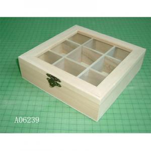  wooden tea box with 9 dividers, acrylic window, hinged & clasp Manufactures