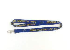  Yellow Logo Woven Neck Lanyards ID Card Neck Lanyard With Thumb Trigger Manufactures
