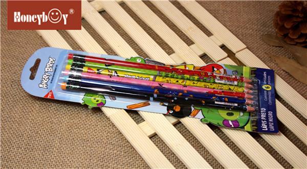 Custom Printed Shrink Film Pencil Personalized LOGO School 2B HB Lead Wooden Pencil With Eraser