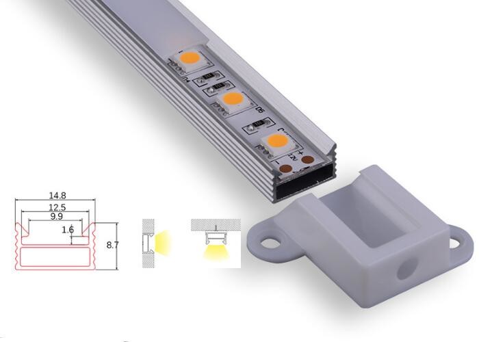  Opal Matte Led Aluminium Extrusion Profiles Indoor Lighting With End Caps Clips Manufactures