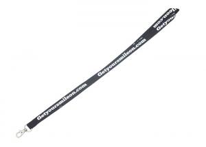  Durable Black 470mm Length Custom Polyester Lanyards Black Color Highly Safety Manufactures