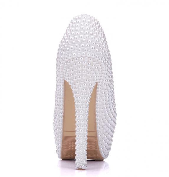 Custom Extreme High Heels Women's Pumps Matching Handbag Sets With Full Imitation Pearls Decoration