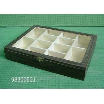  Wooden tea boxes with various dividers, hinged & clasp, burned paulownia wood finish Manufactures