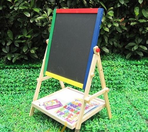  Wooden easel, one side is black tile,the other is white easel, solid pine stand Manufactures