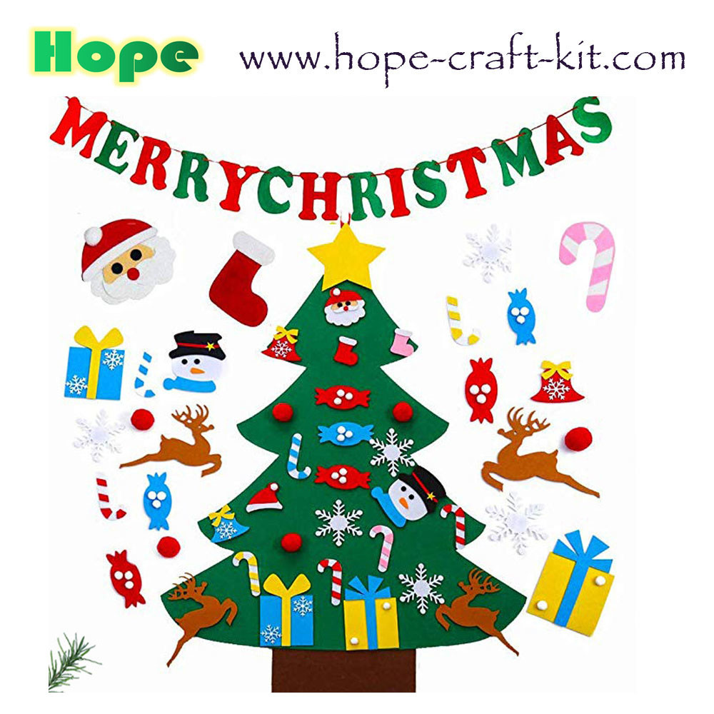 Merry Christmas Tree Decoration Hanging Pendants Felt Craft DIY Material for Kid Ornament Creative Craft Kits OEM ODM