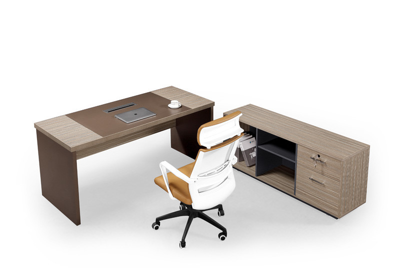  BV Assured Ergonomic Office Furniture , Wood Executive Desk With Side Cabinet Manufactures