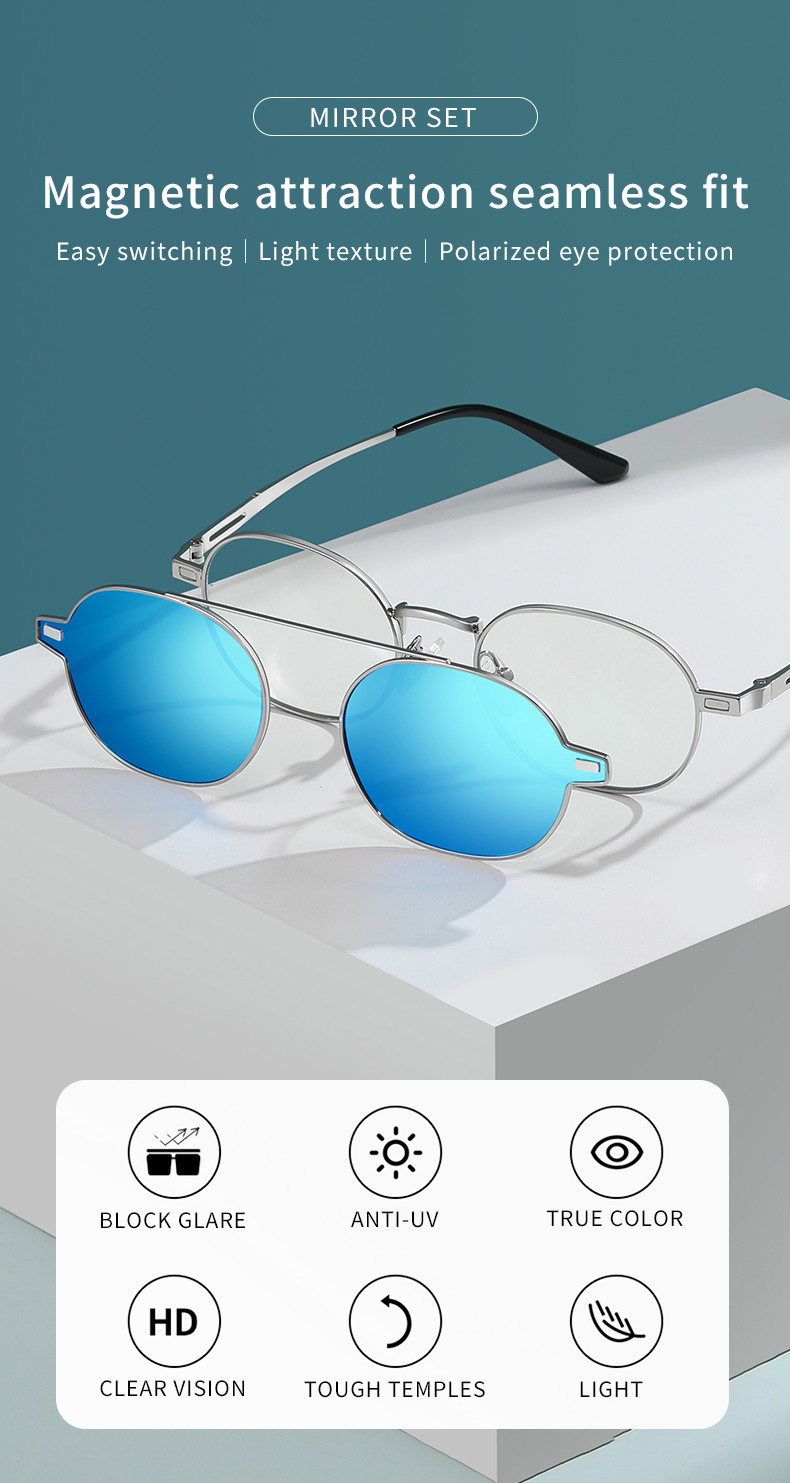 UV400 Magnetic Sunglasses Clip On For Men Women Polarized Retro Anti Glare