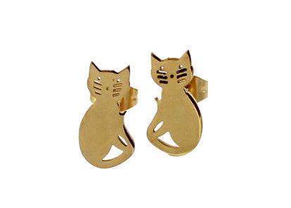  Non - Deformation Small Stud Earrings , Stainless Steel Cat Earrings Manufactures