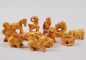  Boxwood carved chinese zodiac 12 animals Manufactures