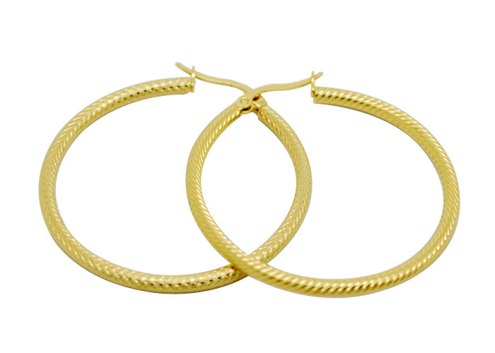  50mm Big Circle Male Hoop Earrings , Stainless Steel Gold Earrings Manufactures