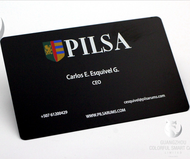  High Glossy  Matte Black Metal Business Cards , Black Metallic Business Cards Manufactures