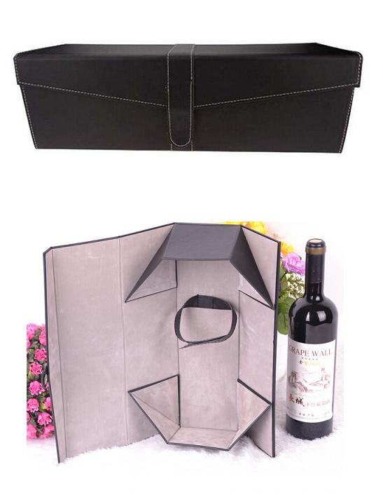  Foldable wine boxes, folding leather single bottle box Manufactures