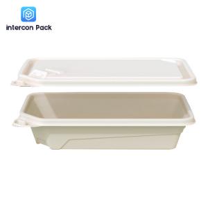  800ml Paper Pulp Moulded Trays Sugarcane bagasse pulp fiber plant paper with lid Manufactures