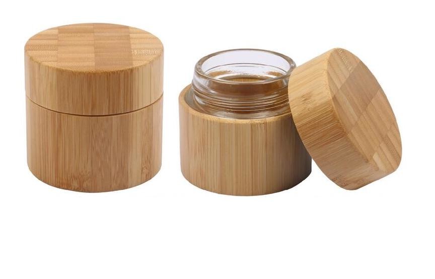 Bamboo cosmetic cream jars, bamboo cream containers glass jars Manufactures