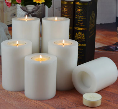 Plastic Modern White Artificial Tealight Candle Holder