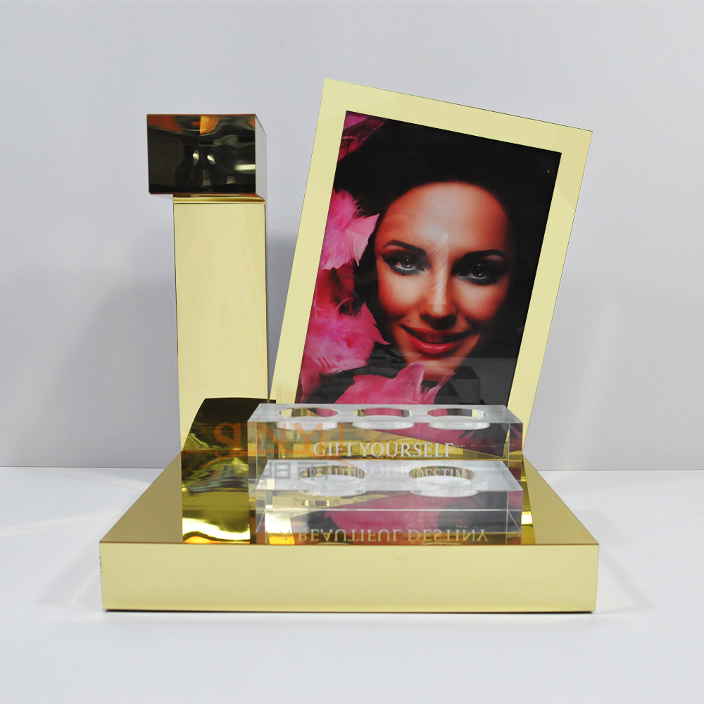  LED Acrylic Perfume Retail POS Displays With Gold Magnetic Levitation Manufactures
