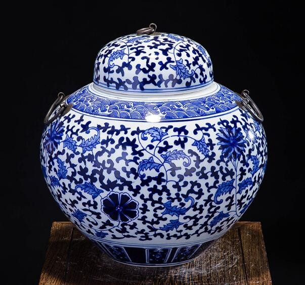  Blue and White Ceramic Pet Urns, China Cremation Urns Keepsake Funerall Urns with Handles Manufactures