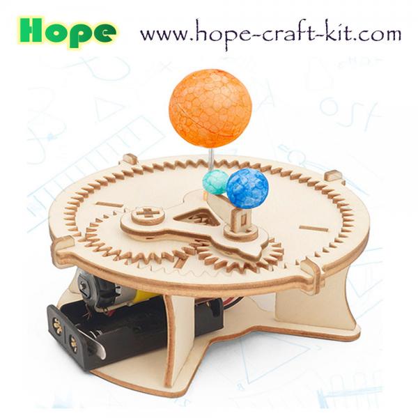 Science Earth Moon and Sun Solar Moving Orbit Experiment Wooden Color Model Toys Kids DIY Toys STEM astronomy Education