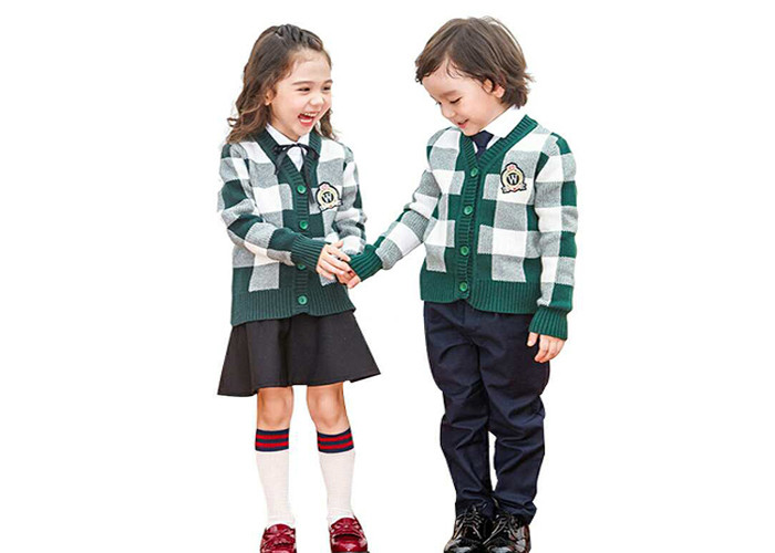  Fashion Knitted School Uniform Cardigan Sweaters , Girls Uniform Cardigan Soft Feeling Manufactures