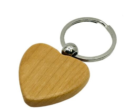  Heart Shape Wooden Blank Keychains, Solid Beech Wood Keychain Manufactures