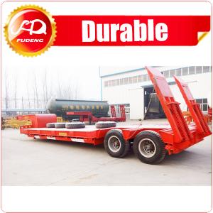  2/3/4 Axles Low Bed Flat Trailer with 45T Capacity / Tire Appeared & ramp; Covered Flat Deck Optional Manufactures