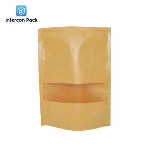  Resealable Kraft Paper Standup Zipper Pouch Food Grade With Matte Window Manufactures