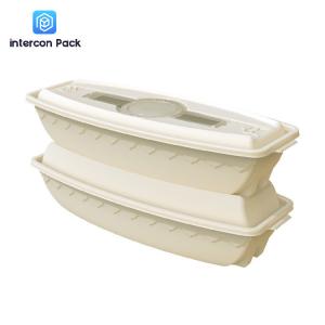  OEM Paper Pulp Moulded Trays Disposable Compostable Food Trays With Cover Manufactures