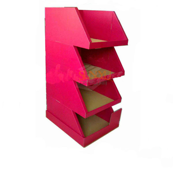  Wood 4 Tier Red MDF Display Stands 100pcs For Retails / Supermarket Manufactures