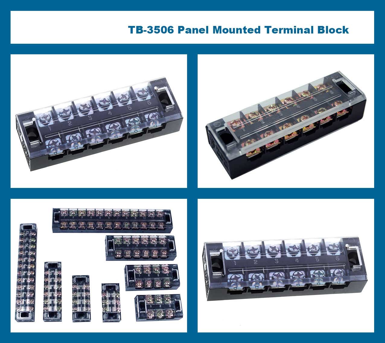  25A 12 Pole Terminal Block 230V 400V 660V Fixed Barrier Screw Plate Mount Manufactures