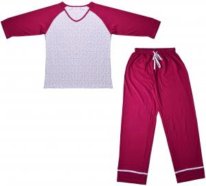  Embroidered Womens Cotton Knit Pajamas / Ladies Loungewear Sets Any Color Available Manufactures