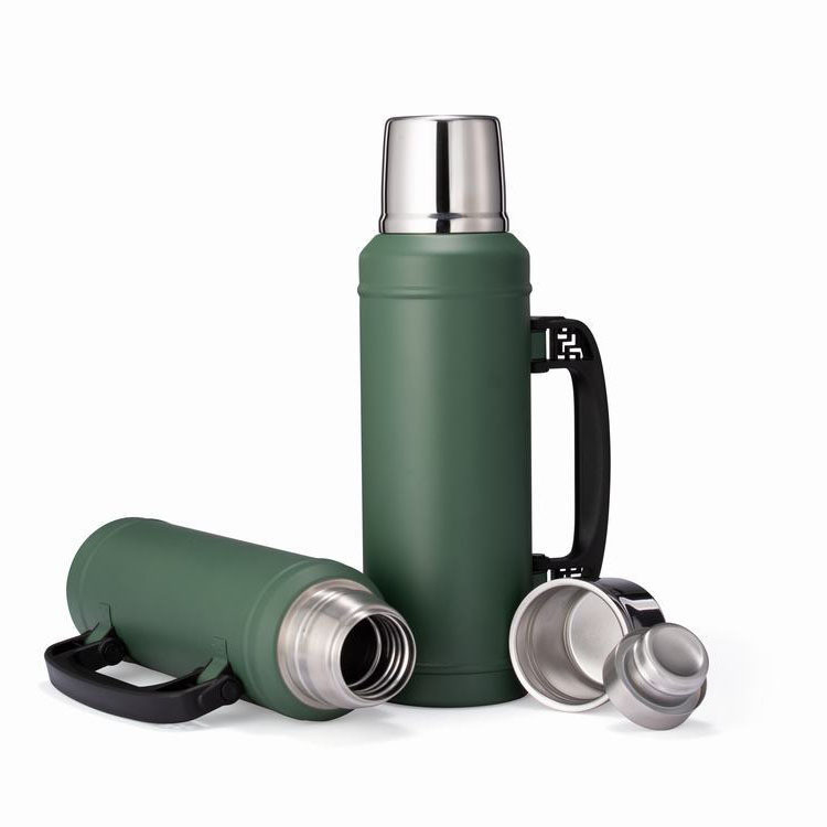  Vintage 18/8 SS 1L Insulated Water Bottle Leakproof Metal Water Jug Military Green Manufactures