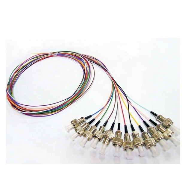  0.9mm Tight Buffer Fiber Optic Pigtail ST UPC Connector 12 Colors 12 Fibers Manufactures