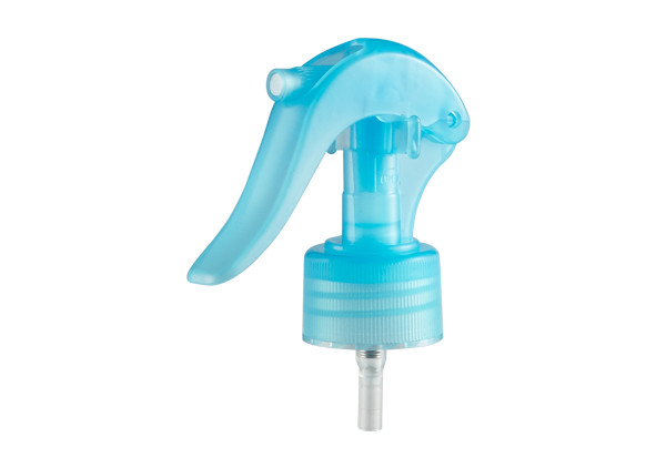  28/410 Mini Trigger Sprayer Transparent Blue With Ribbed Closure Manufactures