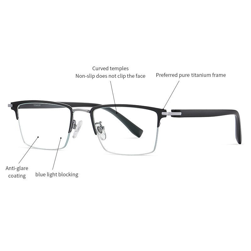  OEM/ODM Combination Glasses Half Frame Blue Light Blocking Eyewear Manufactures