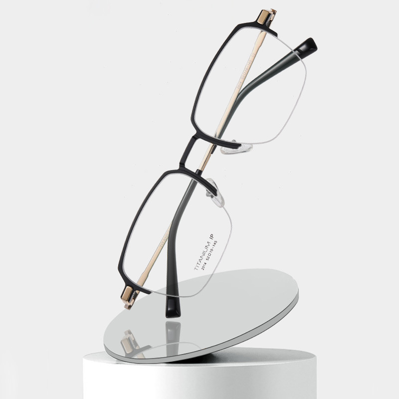  Men Titanium Frame Glasses , OEM Transparent Half Frame Glasses Manufactures