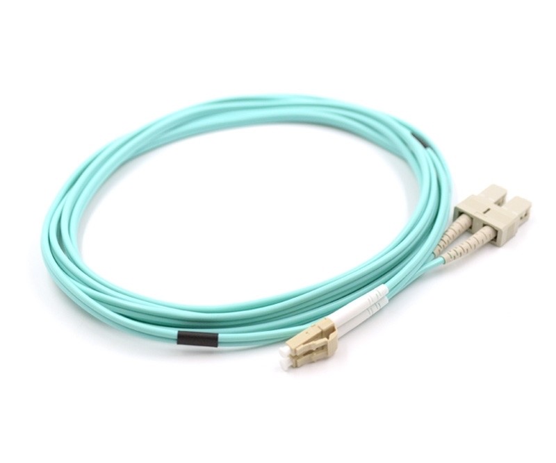  10 Feet OM4 Fiber Optic Patch Cable ST To LC Duplex Plenum Armored PVC Material Manufactures